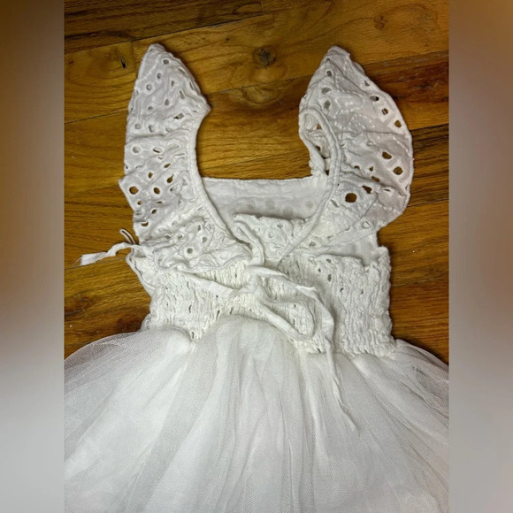 Baby Toddler Girls Embroidered Eyelet Tulle Dress Princess Girl Ruffle 9-12 M - Picture 11 of 13